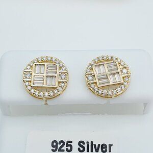Elegant Gold and Silver Stud Earrings